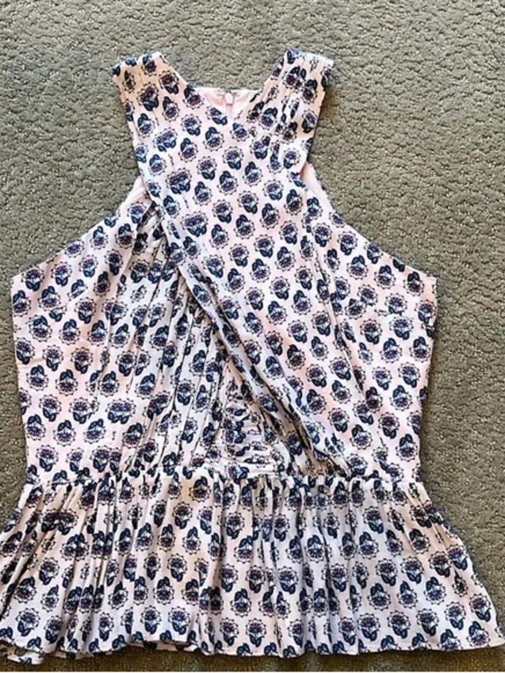 LOFT Pink and Navy Floral Halter Peplum Top